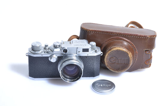 Canon III 35mm Rangefinder camera w/Serenar 50mm f1.9 lens+case+cap, Nice!