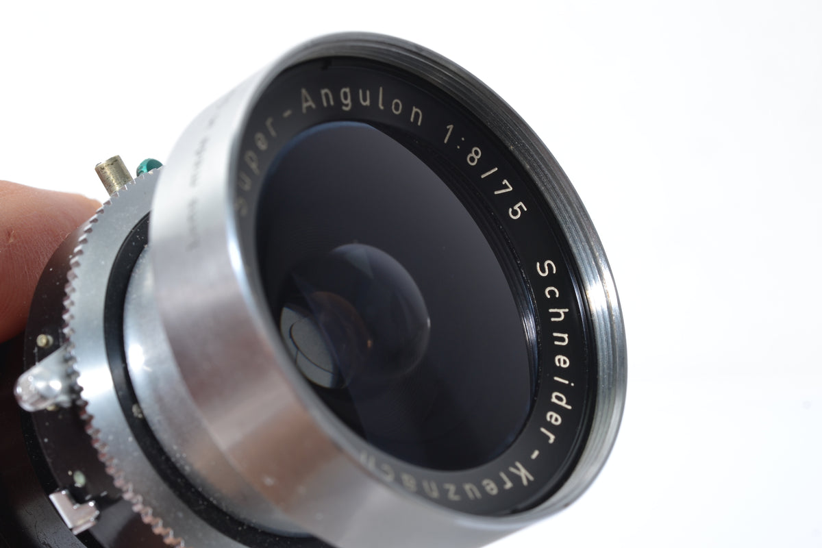 Schneider Super Angulon 75mm f8 large Format lens, Sharp! Accurate