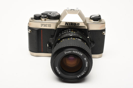 Nikon FM10 35mm SLR w/35-70mm f3.5-4.8 zoom lens, Case, Boxed