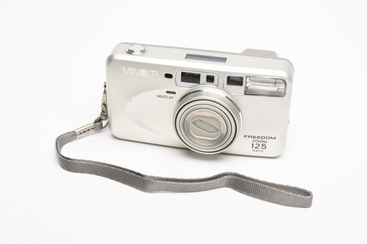 Minolta Freedom Zoom 125 Date 35mm Point&Shoot camera w/ strap, Great!
