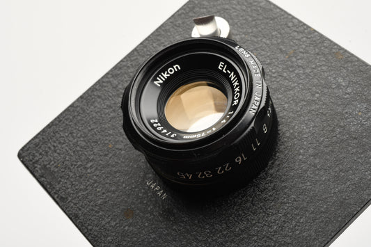 Nikon EL Nikkor 75mm f4 Enlarging lens w/4x4" lens board, Great!