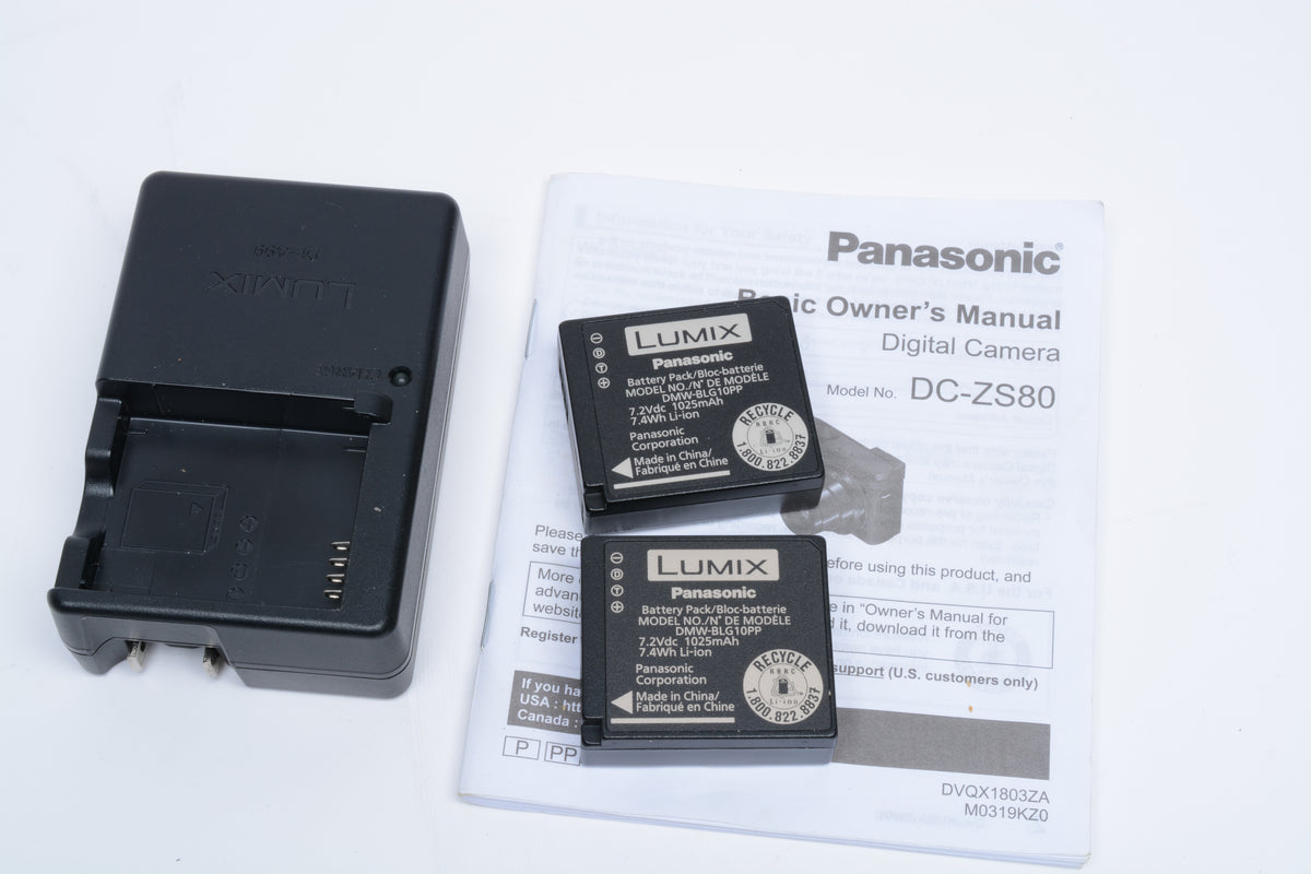 Panasonic Lumix DC-ZS80 20.3MP Digital Point&Shoot, 2Batts, Mint-