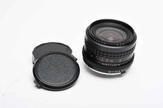 Focal MC Auto 28mm F2.8 Wide Angle Lens for Minolta MD Mount w/Caps, Good, Read*