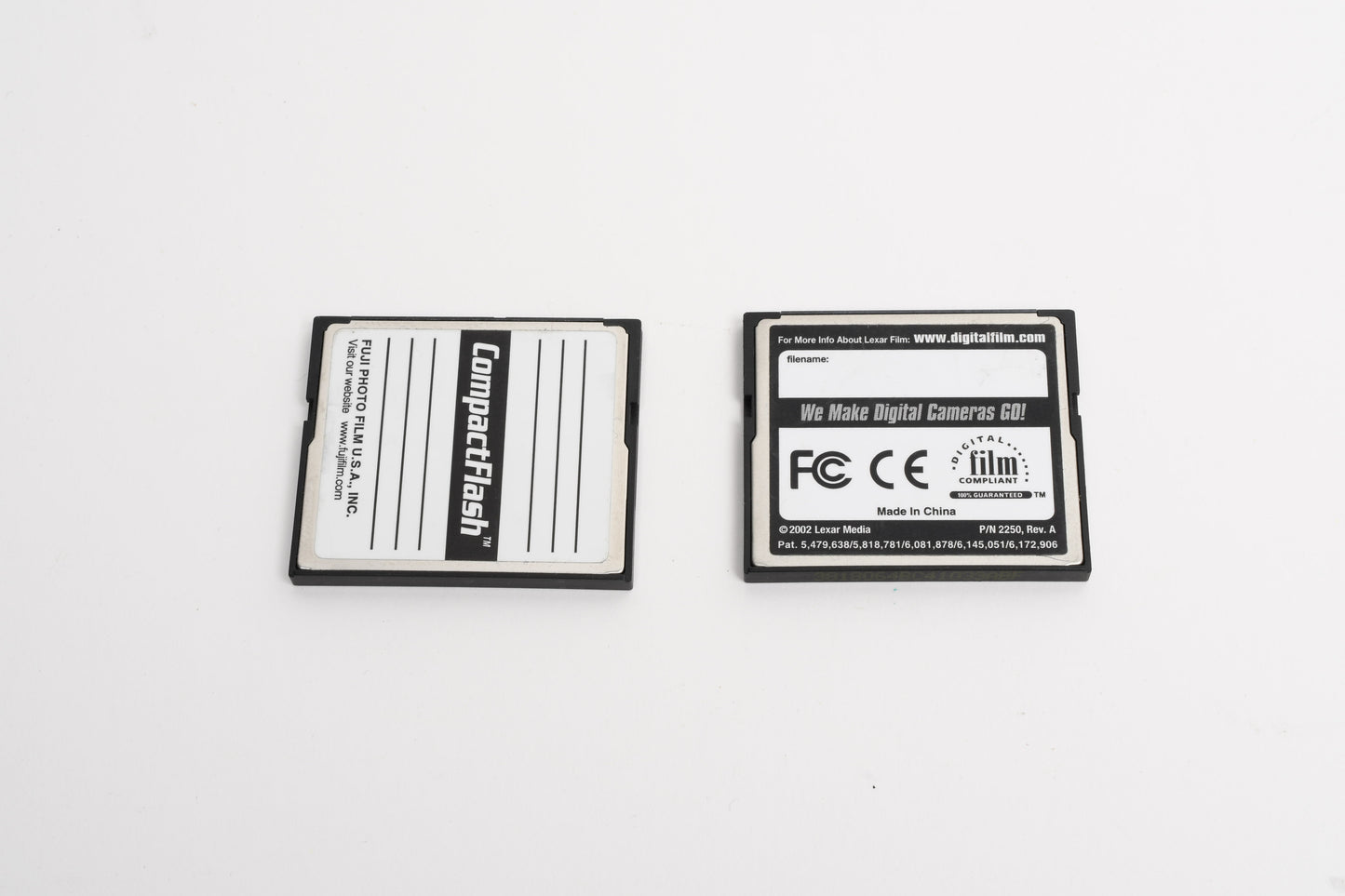 2x 64MB CF Compact Flash Cards, Clean, Formatted
