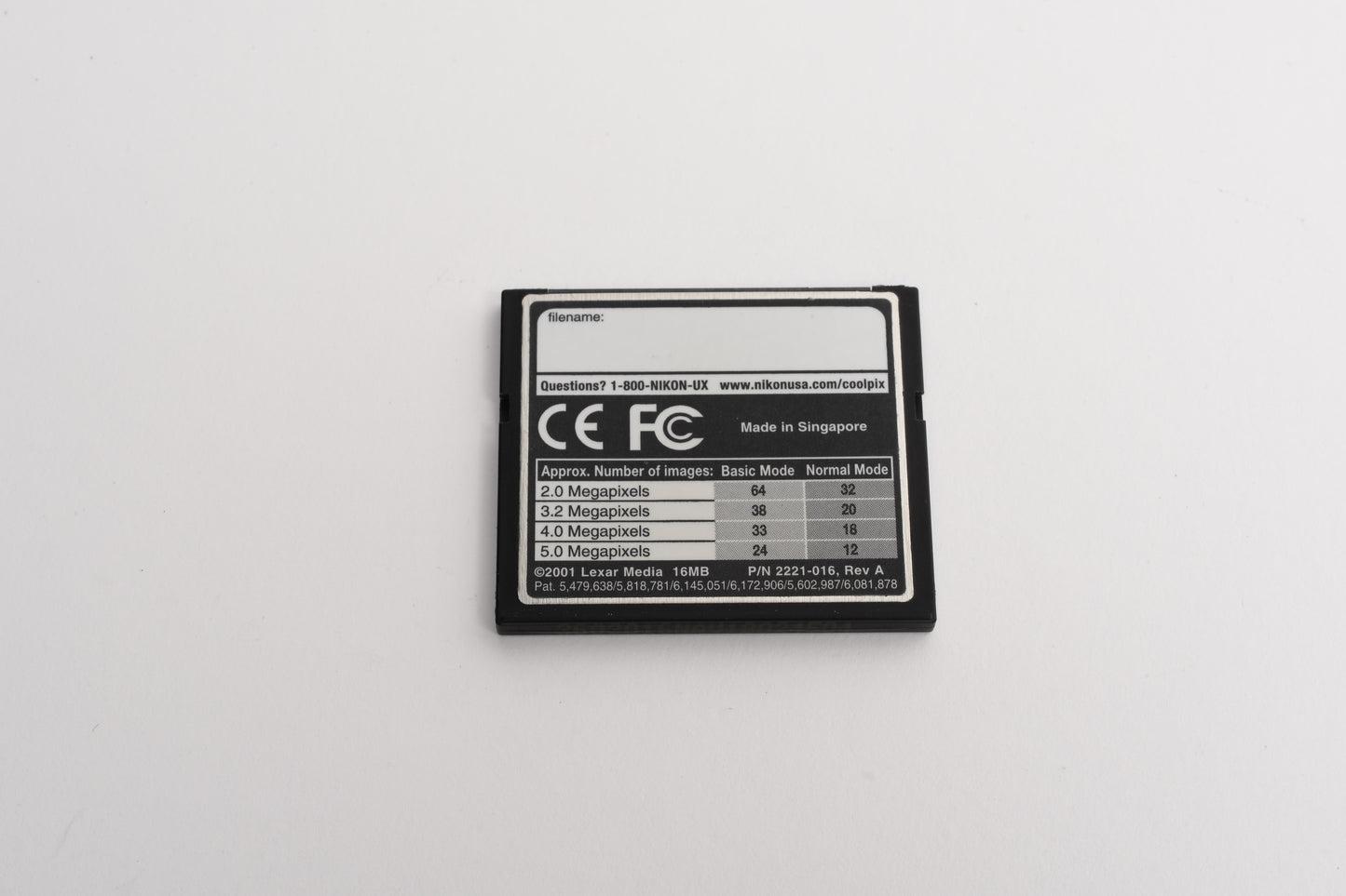 Nikon 16MB CF Compact Flash Card (Lexar Media) 8x Speed, Formatted