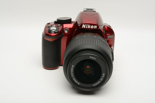 Nikon D3100 Red DSLR w/18-55mm VR zoom, batt+charger Only 937 Acts
