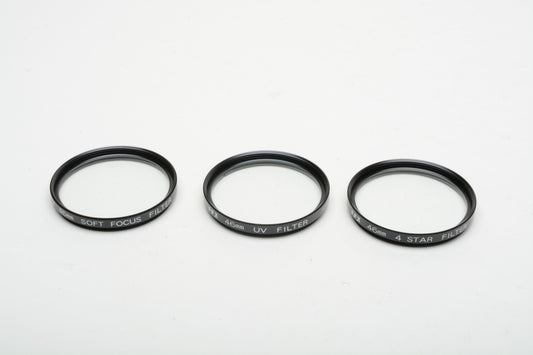 Set of 3 SFX 46mm filters UV, 4 Star, Soft focus, Very clean in pouch