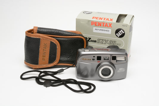 Pentax IQZoom EZY-80 QD 35mm Point&Shoot camera, strap, Nice & Clean, Tested, Boxed