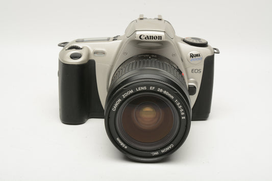Canon Rebel 2000 35mm SLR w/EF 28-80mm f3.5-5.6 II zoom lens, strap, manual