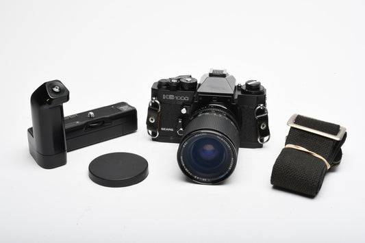 Sears KS1000 35mm SLR w/Access 28-80mm f3.5-4.5 zoom lens, winder strap, new seals