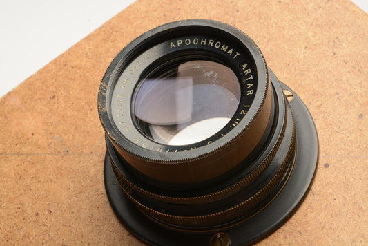 C. P. Goerz AM Optical Co Apochromat Artar 12" f9 brass large format lens on lens board and caps