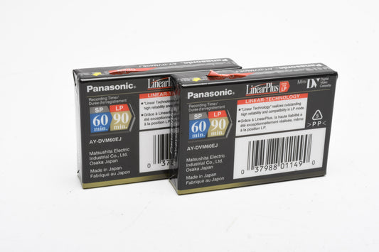 2X Panasonic Mini DV Cassettes AY-DVM60EJ New/Sealed