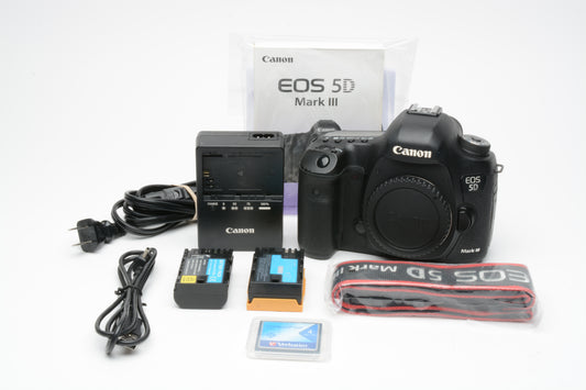 Canon EOS 5D Mark III body, batt+charger+manuals+strap, 56K Acts, tested