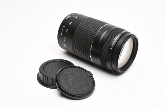 Canon EF 75-300mm f4-5.6 III Telephoto zoom lens, caps, Great!