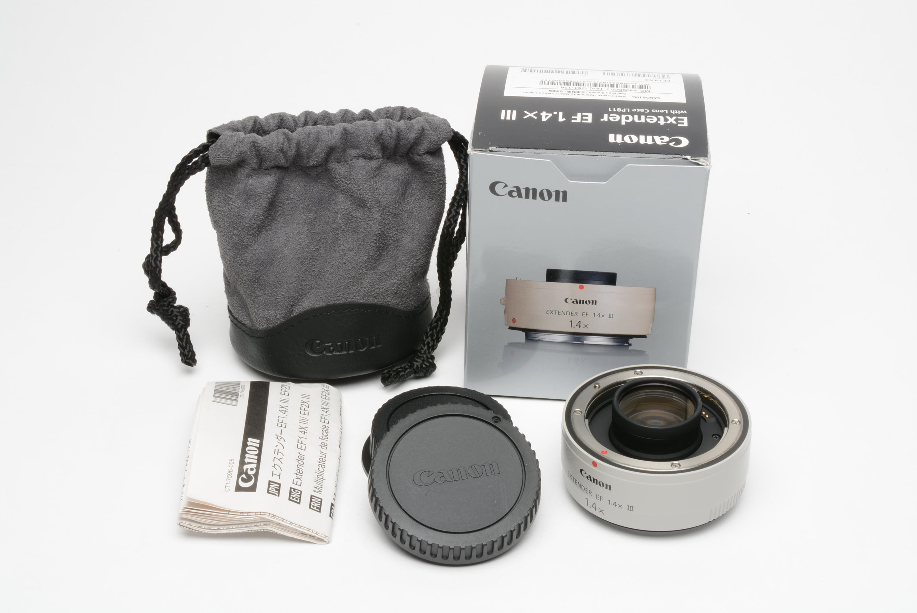 Canon Extender EF 1.4X III Teleconverter w/caps, pouch, boxed