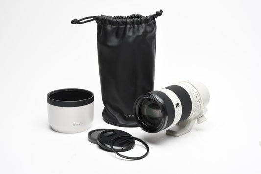 Sony FE 70-200mm F4 G OSS SEL7200G w/hood, caps, collar, pouch, +UV, Mint-