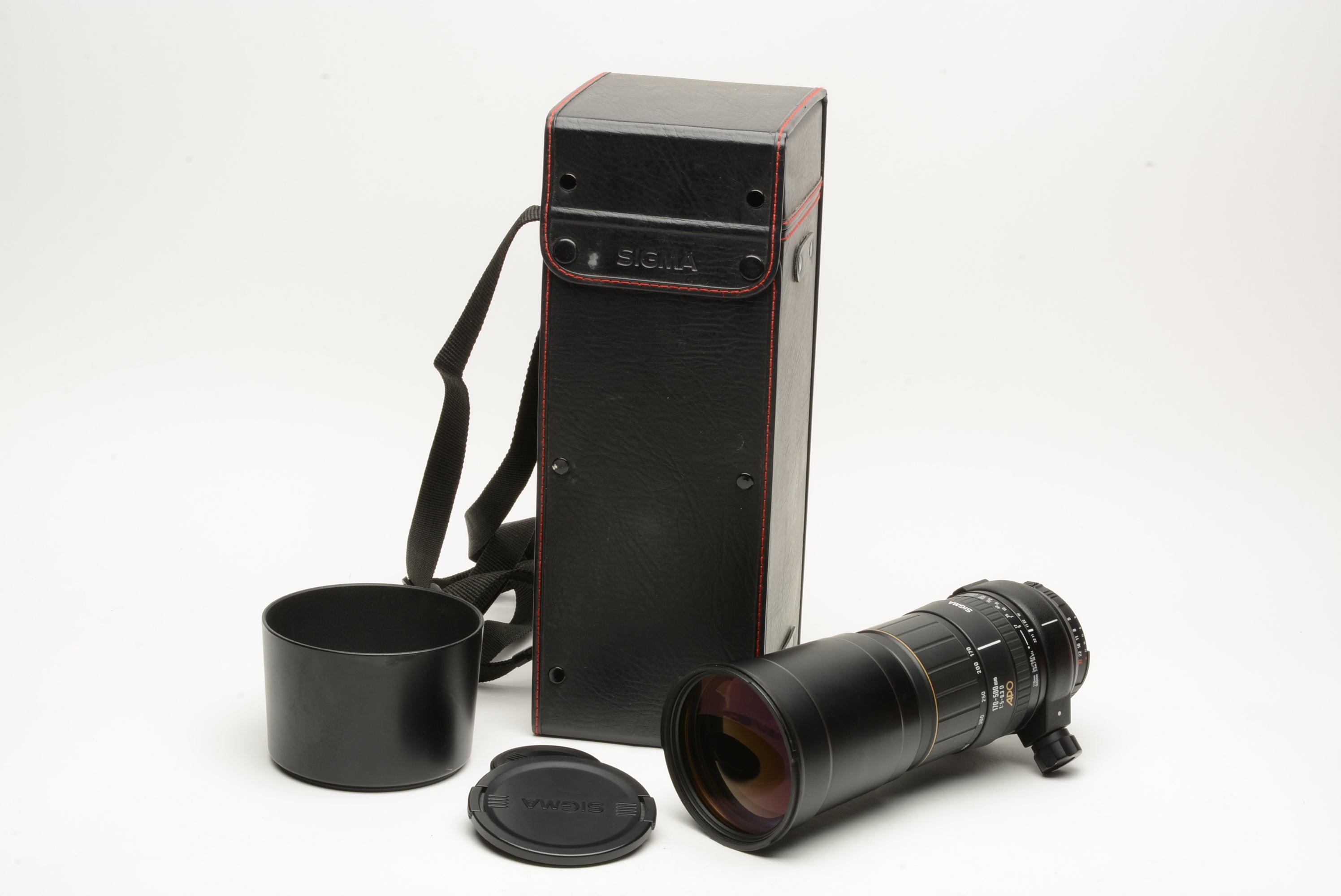 Sigma APO 170-500mm f/5-6.3 D w/hood, tripod collar, case, Nikon AF Mount