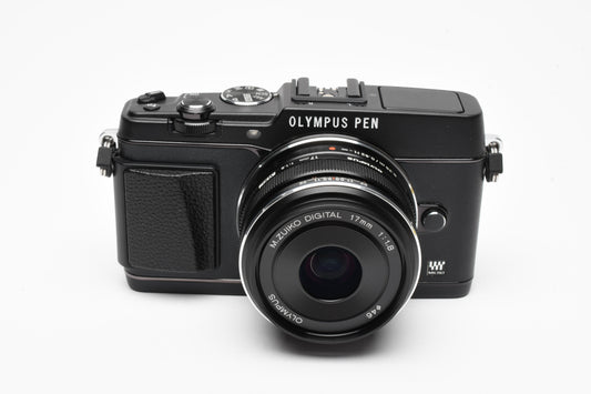 Olympus E-P5 w/17mm f1.8 and VF-4 Viewfinder, Mint- Boxed, Great!