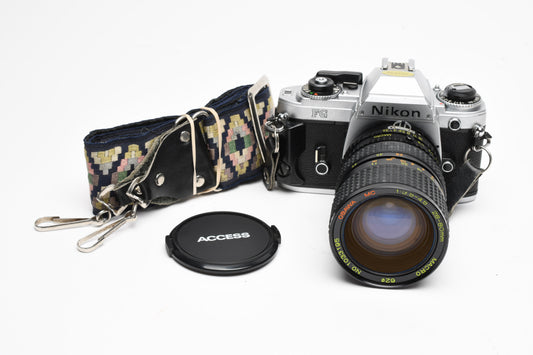 Nikon FG 35mm SLR w/Osawa 28-80mm f3.5-4.5 zoom lens, new seals, Grip, Tested