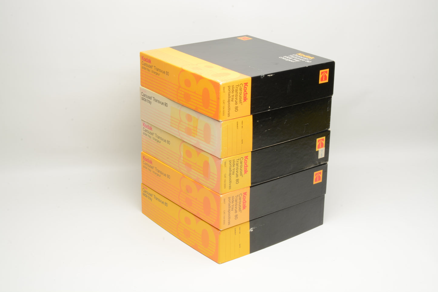 5X Kodak Carousel 80 slide trays, boxed, w/lids, clean