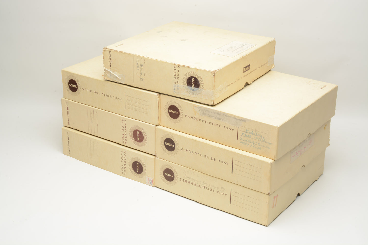 7X Kodak Carousel 80 slide trays, boxed, w/lids, Great!