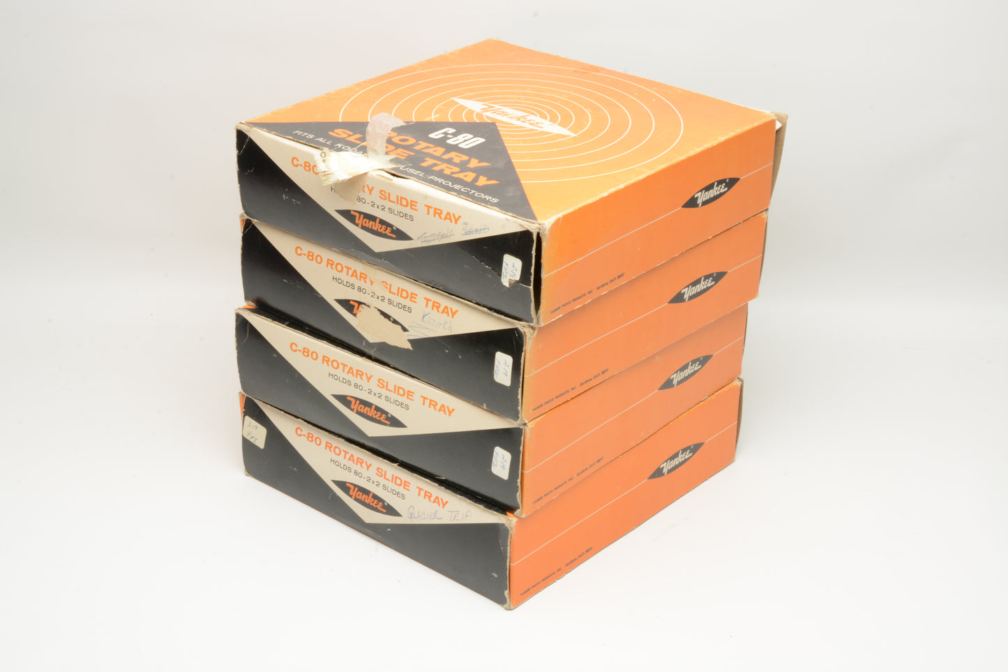 4X Yankee Kodak Carousel C80 80 slide trays, boxed, w/Covers