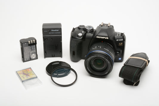 Olympus E-510 IS DSLR w/14-42mm f3.5-5.6 ED, 11k Acts, nice!