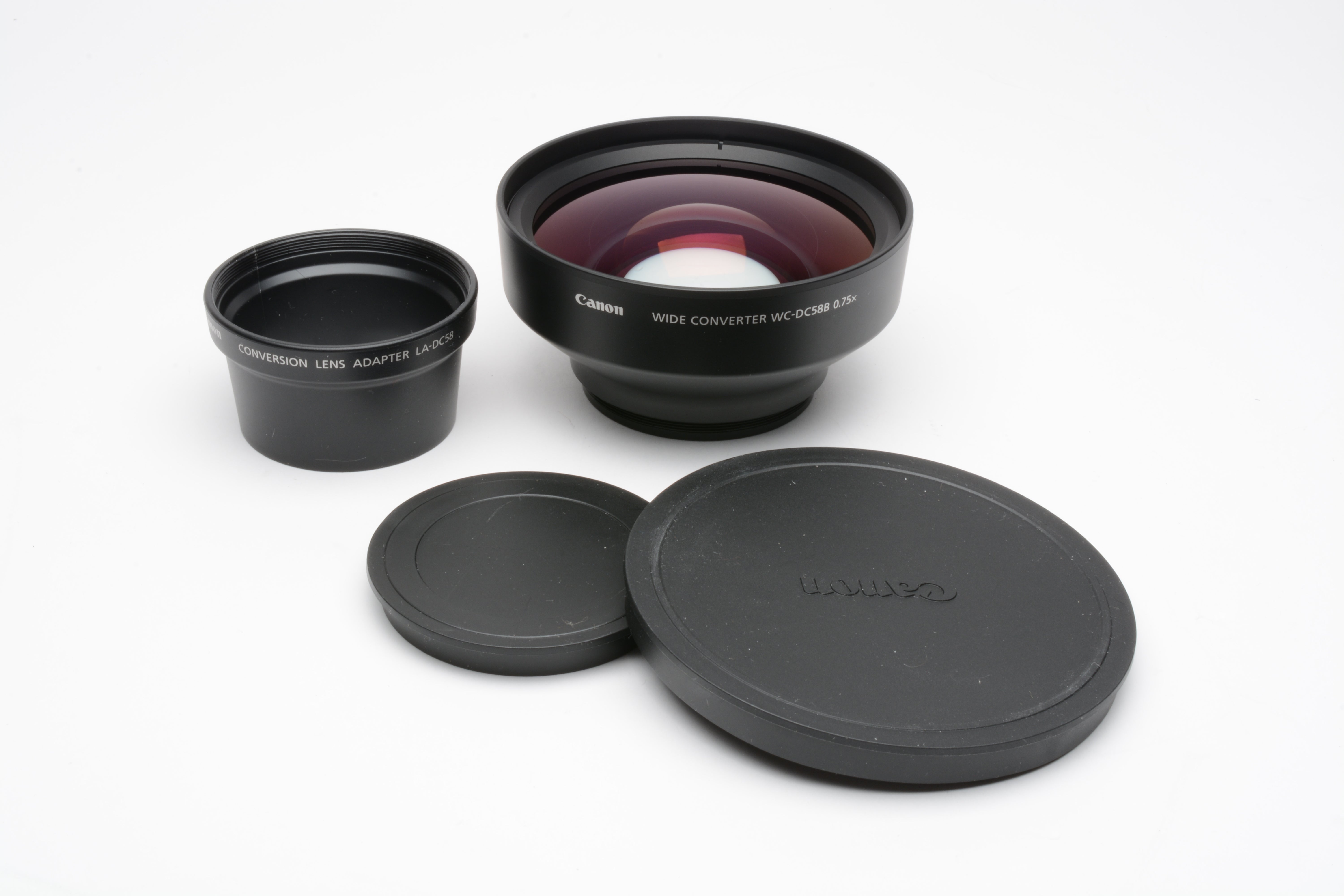 Canon WCDC58B Wide lens converter, caps + LADC58 Adapter, barely use