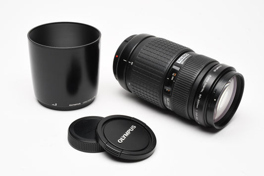 Olympus 50-200mm f2.8-3.5 ED zoom lens, tripod mount, hood, Mint- 4/3 Mount