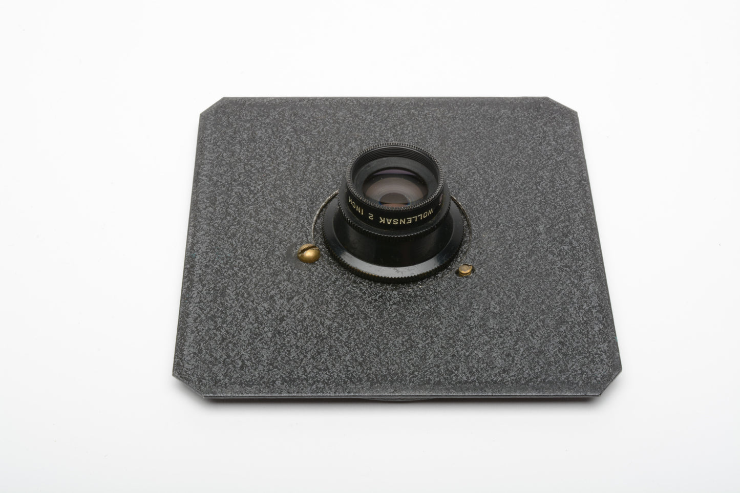 Wollensak 2" f4.5 Velostigmat lens on ~3.5" square lens board