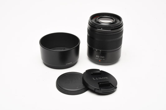 Panasonic Lumix G Mega O.I.S. 45-150mm f4-5.6 H-FS45150, Hood, Nice