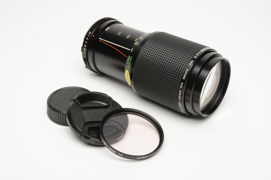Vivitar 80-200mm f4.5 MC Zoom Tele zoom lens for Minolta MD, 1A + caps