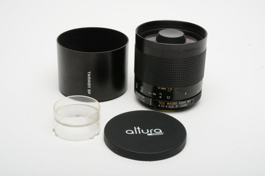 Tamron SP 500mm f8 Reflex mirror lens w/Caps, hood, +Choice of mount