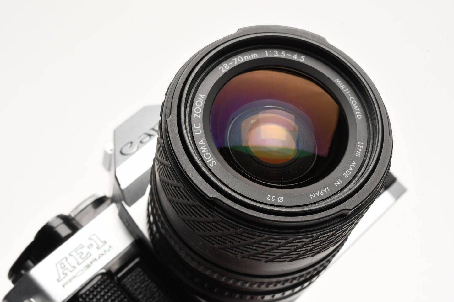 Canon AE-1 Program 35mm SLR Camera w/Sigma 28-70mm Zoom, New Seals