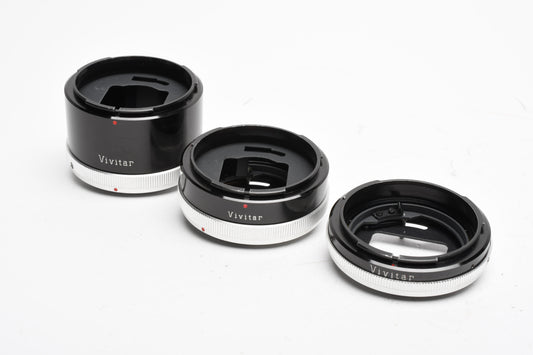 Vivitar FL/FD AT-4 Automatic Extension Tube Set 12,20,36mm Set Canon FD