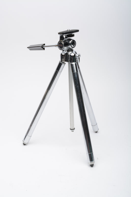 Alpex aluminum table tripod w/accordion legs, pan head, case, nice!