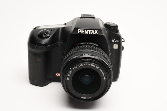 Pentax K20D DSLR Body w/18-55mm zoom, 2X Batts+charger, Only 8409 Acts