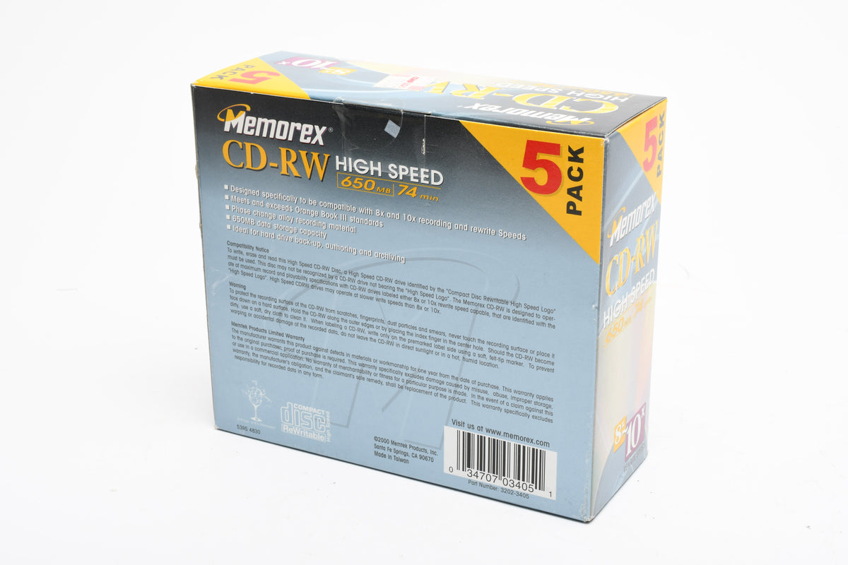 10X Memorex CD-RW 650MB 74min Recordable CDs, New
