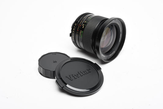 Vivitar 28mm f2.5 Wide angle lens for Minolta MD Mount, Caps