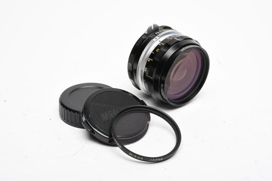 Nikon Nikkor H.C 28mm f3.5 Non Ai wide lens, L37 UV, Mint-