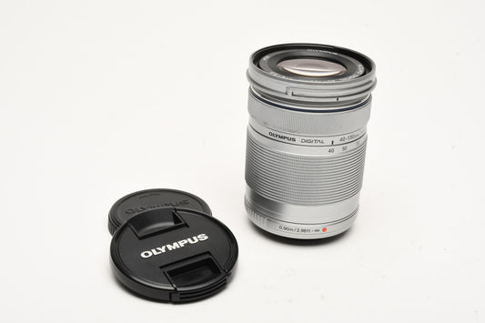 Olympus 40-150mm f4-5.6R ED MSC lens Micro 4/3 Mount, Silver, MInt-