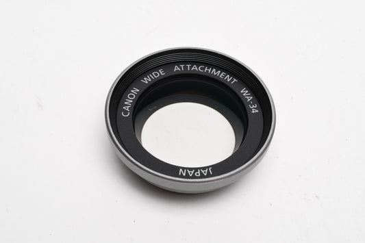 Canon wide WA-34 Auxiliary lens, caps, Very clean