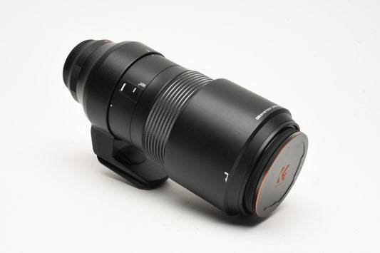 Olympus M Zuiko 100-400mm F5-6.3 IS ED MSC zoom, hood, collar, CPL, Mint-