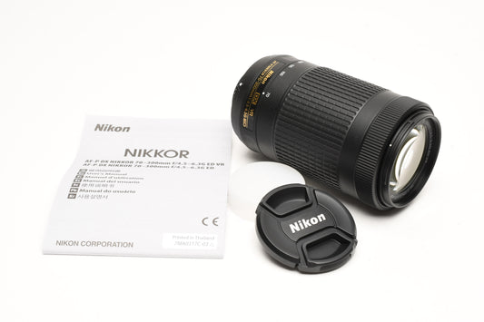 Nikon Nikkor AF-P DX 70-300mm f4.5-6.3G ED VR, Mint, USA +Instructions