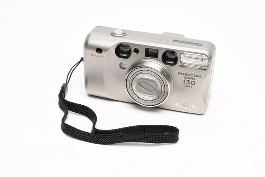 Minolta Freedom Zoom 130 date 35mm Point&Shoot camera, strap, Tested