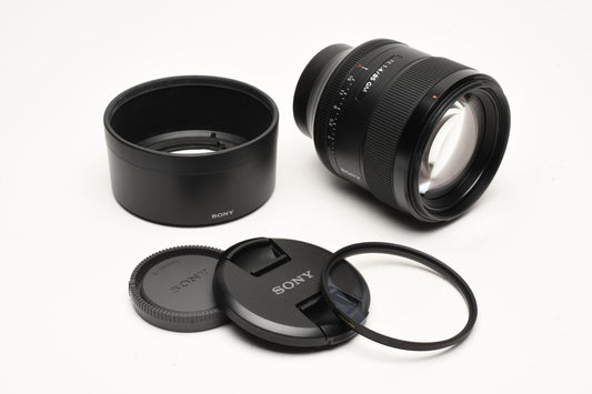 Sony FE 85mm f1.4G GM Lens SEL85F14GM, Mint, USA, w/Hood+UV