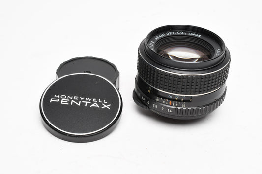 Pentax SMC Takumar 50mm f1.4 M42 mount lens, w/Caps, Nice!