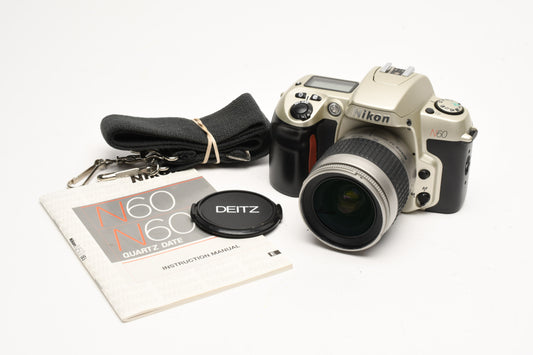 Nikon N60 35mm SLR w/28-80mm f3.3-5.6G, Very clean & Tested +Strap, Manual