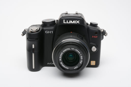 Panasonic Lumix DMC-GH1 w/Olympus 14-42mm f3.5-5.6 IIR MRC, 2batts, charger, pola