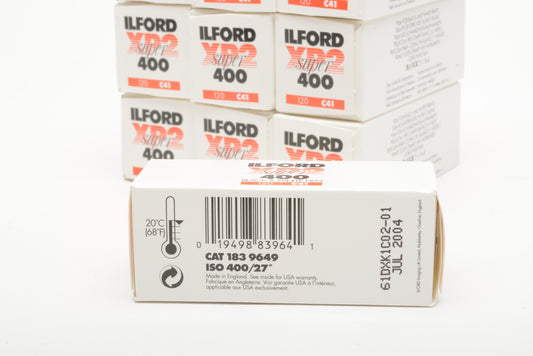 10X Ilford XP2 Super 400 120 Film In Box, Expired 7/04, Refrigerated